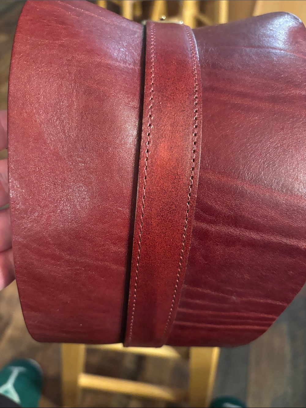 Zara Wide Burgundy Leather Corset Belt Gold Buckle Accent See Video & Photos - Picture 13 of 17